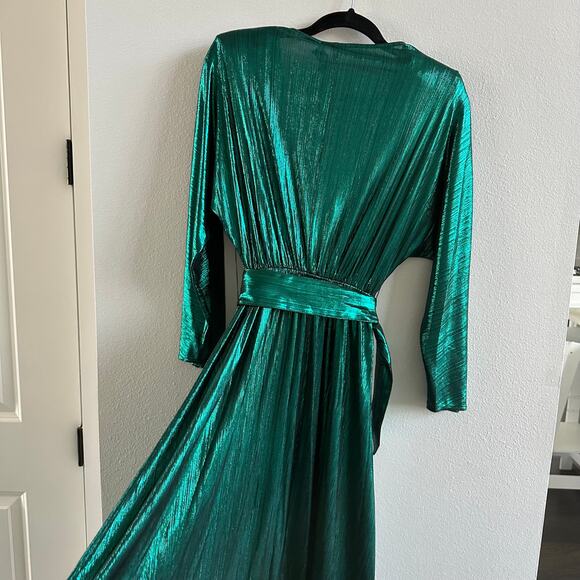 RETROFETE Wayne Metallic Jersey Maxi Wrap Dress New Size Small - Picture 5 of 9